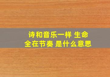 诗和音乐一样 生命全在节奏 是什么意思